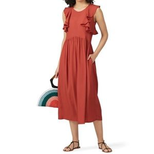 NWOT  SITA MURT Cranberry Flutter Sleeve Dress   Chest 28  MSRP $300